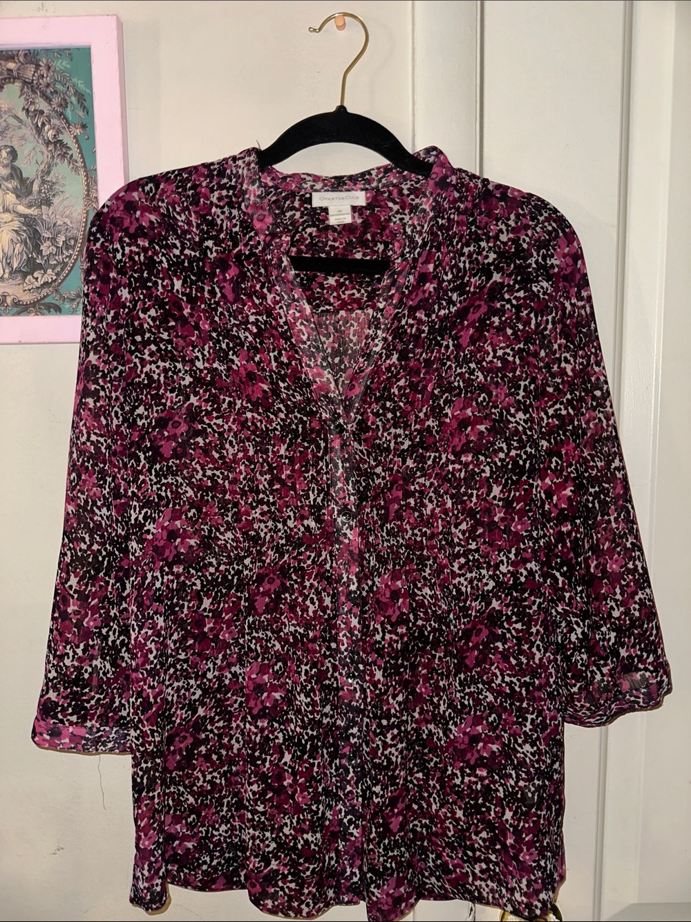 Charter Club Women's Pink Floral Blouse - Lightweight Printed Top